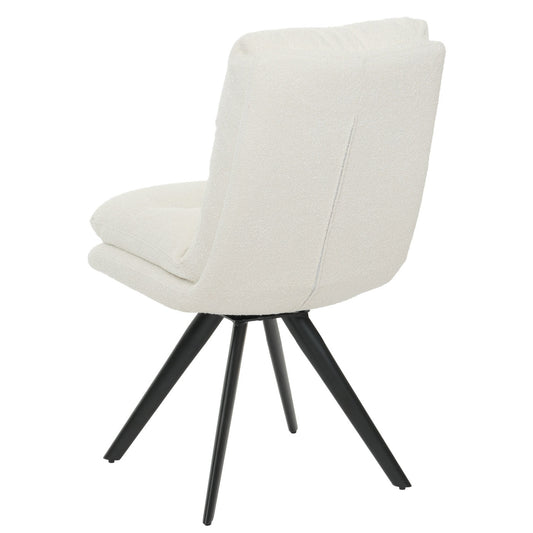 Cosmo Casa - Set van 6 Eetkamerstoelen - Keukenstoelen - Draaibaar - Automatische Positionering - Bouclé Stof - Crèmewit