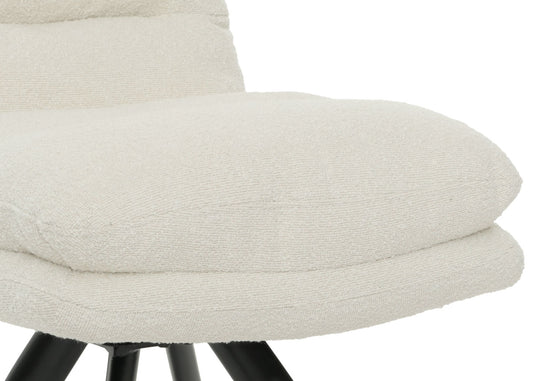 Cosmo Casa - Set van 6 Eetkamerstoelen - Keukenstoelen - Draaibaar - Automatische Positionering - Bouclé Stof - Crèmewit