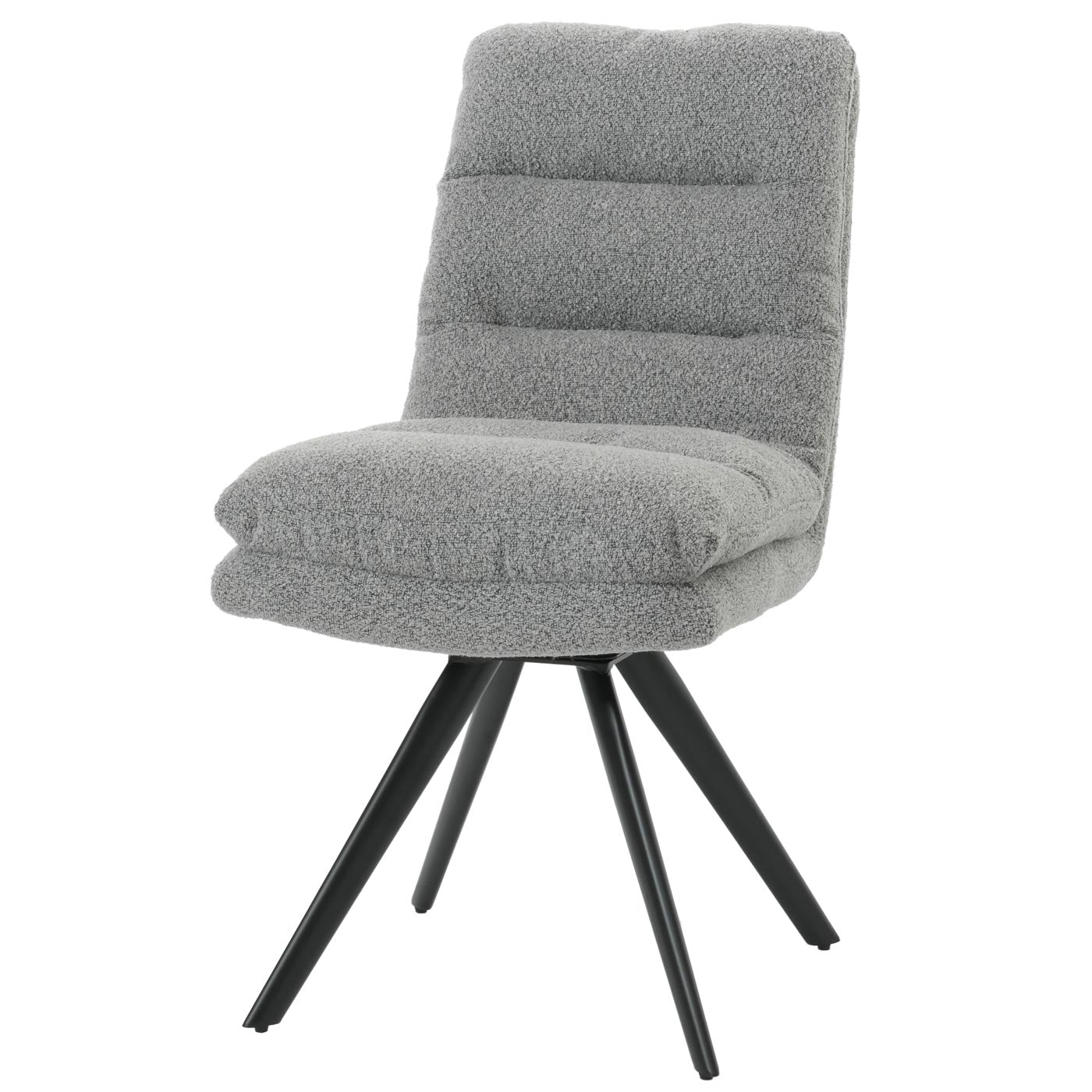 Cosmo Casa - Set van 6 Eetkamerstoelen - Keukenstoelen - Draaibaar - Automatische Positionering - Bouclé Stof - Lichtgrijs