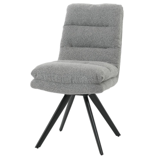 Cosmo Casa - Set van 6 Eetkamerstoelen - Keukenstoelen - Draaibaar - Automatische Positionering - Bouclé Stof - Lichtgrijs