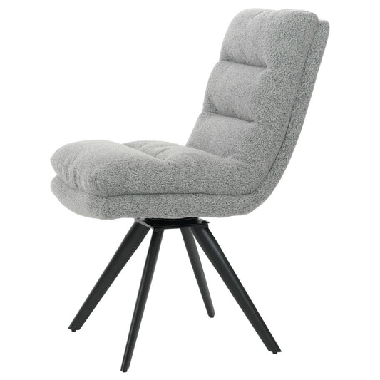 Cosmo Casa - Set van 6 Eetkamerstoelen - Keukenstoelen - Draaibaar - Automatische Positionering - Bouclé Stof - Lichtgrijs