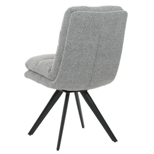 Cosmo Casa - Set van 6 Eetkamerstoelen - Keukenstoelen - Draaibaar - Automatische Positionering - Bouclé Stof - Lichtgrijs