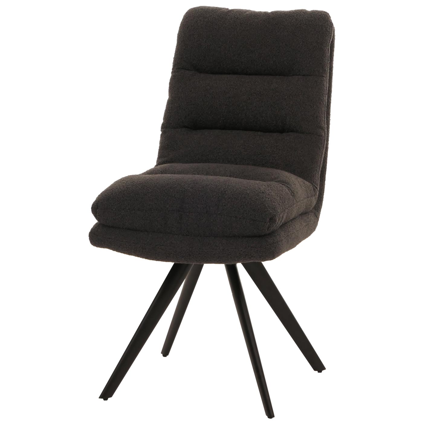 Cosmo Casa - Set van 6 Eetkamerstoelen - Draaibaar Auto-positie - Bouclé Stof - Donkergrijs