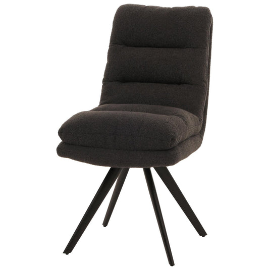 Cosmo Casa - Set van 6 Eetkamerstoelen - Draaibaar Auto-positie - Bouclé Stof - Donkergrijs