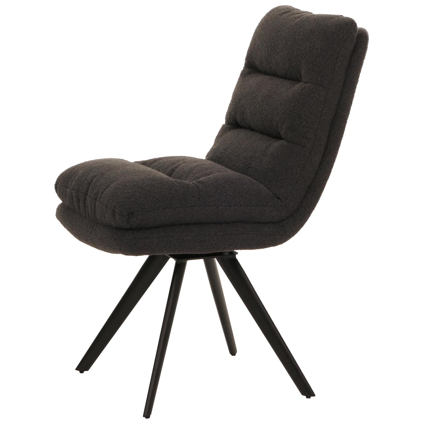 Cosmo Casa - Set van 6 Eetkamerstoelen - Draaibaar Auto-positie - Bouclé Stof - Donkergrijs