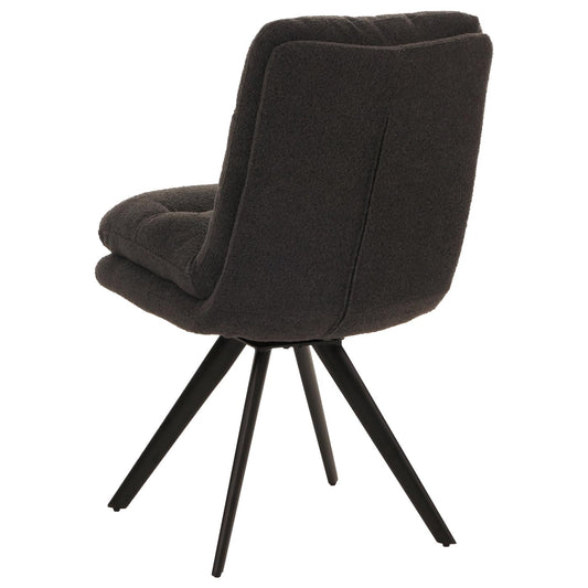 Cosmo Casa - Set van 6 Eetkamerstoelen - Draaibaar Auto-positie - Bouclé Stof - Donkergrijs