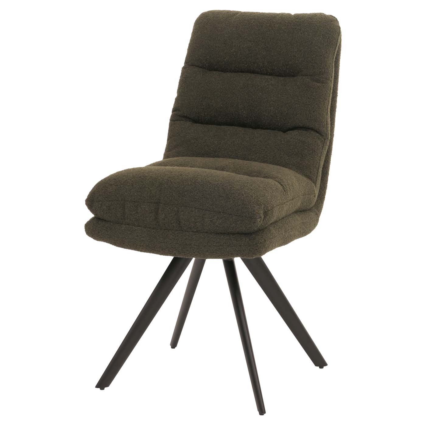 Cosmo Casa - Set van 6 Eetkamerstoelen - Draaibaar Auto-positie - Bouclé Stof - Groen
