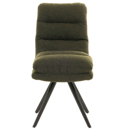 Cosmo Casa - Set van 6 Eetkamerstoelen - Draaibaar Auto-positie - Bouclé Stof - Groen