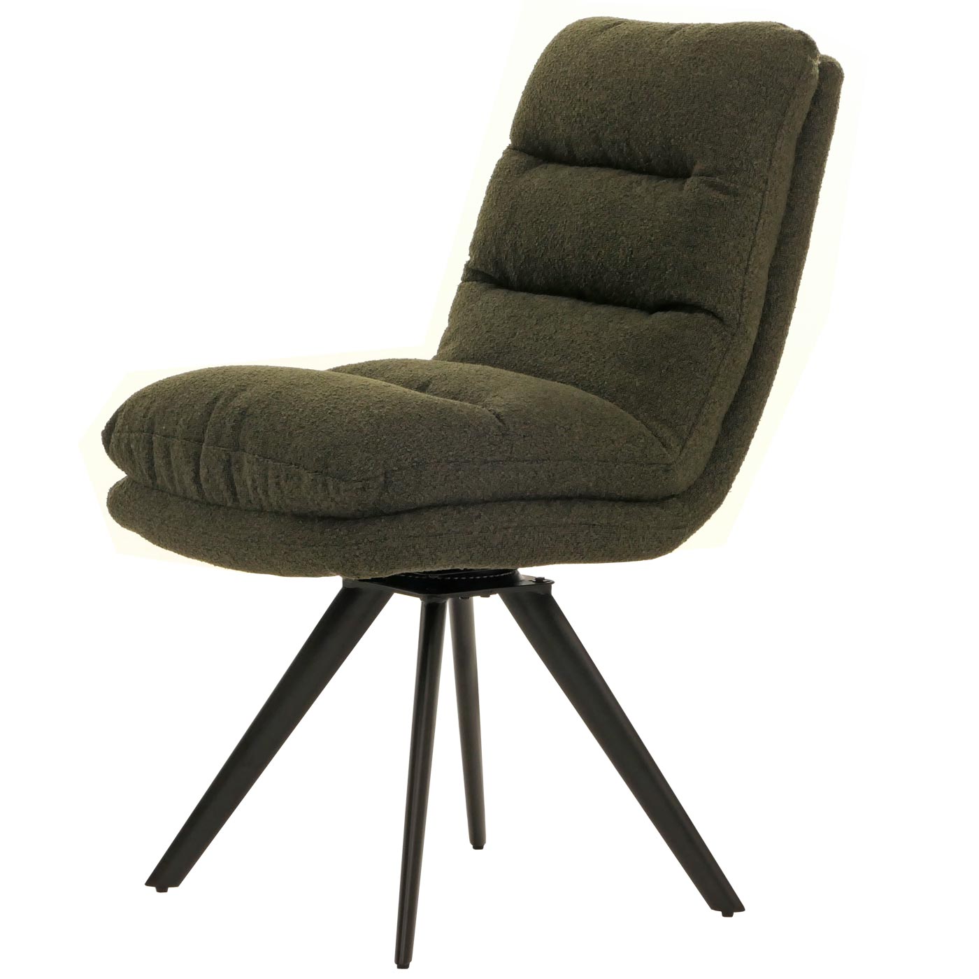 Cosmo Casa - Set van 6 Eetkamerstoelen - Draaibaar Auto-positie - Bouclé Stof - Groen
