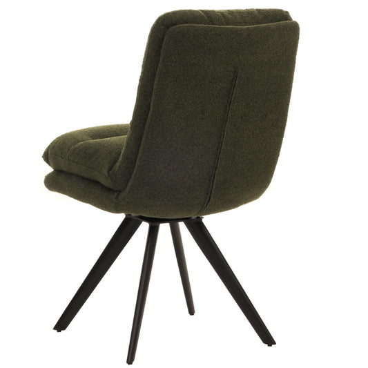 Cosmo Casa - Set van 6 Eetkamerstoelen - Draaibaar Auto-positie - Bouclé Stof - Groen