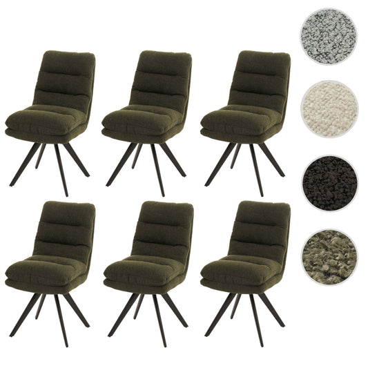 Cosmo Casa - Set van 6 Eetkamerstoelen - Draaibaar Auto-positie - Bouclé Stof - Groen
