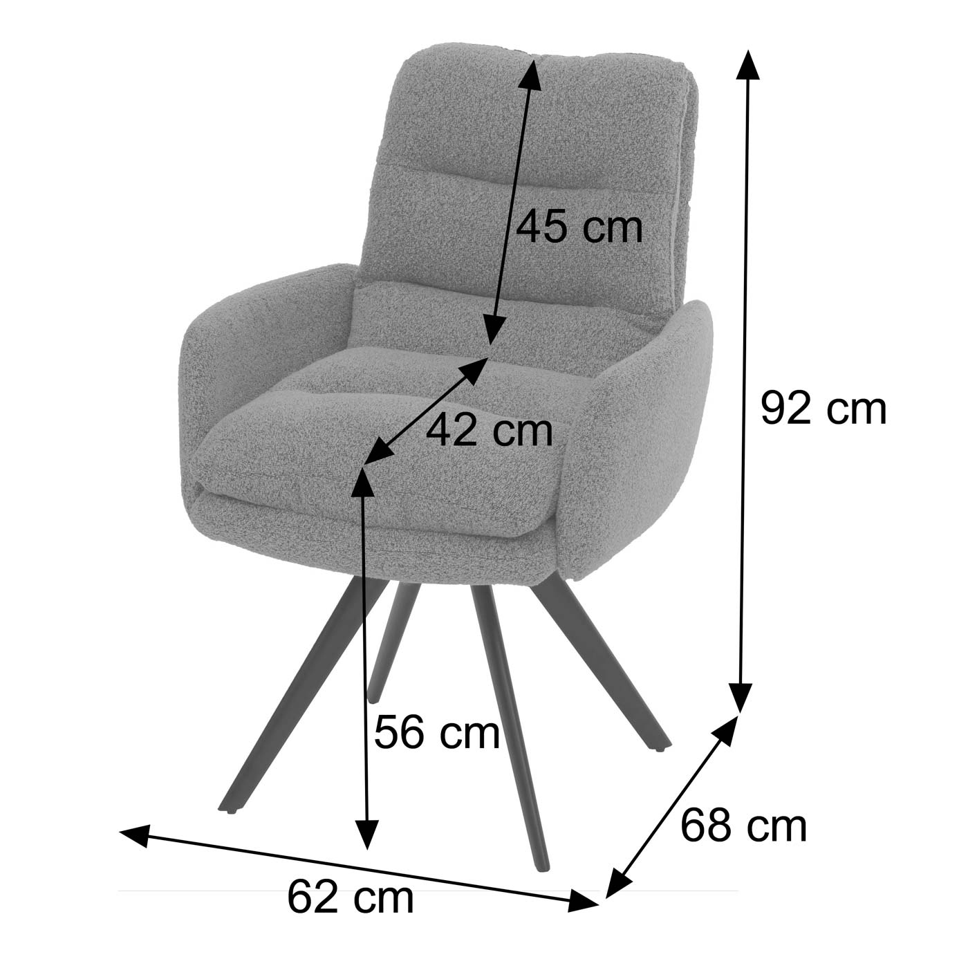 Cosmo Casa - Set van 6 Eetkamerstoelen - Draaibaar Auto-positie - Bouclé Stof - Crèmewit