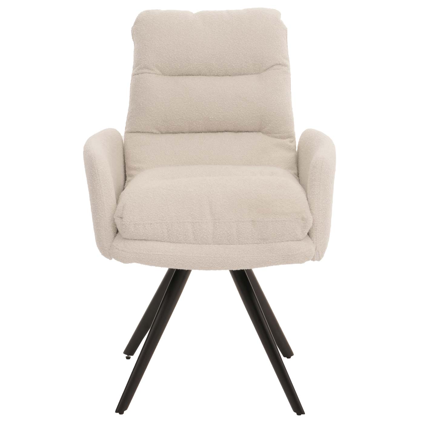 Cosmo Casa - Set van 6 Eetkamerstoelen - Draaibaar Auto-positie - Bouclé Stof - Crèmewit