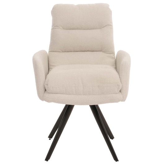 Cosmo Casa - Set van 6 Eetkamerstoelen - Draaibaar Auto-positie - Bouclé Stof - Crèmewit