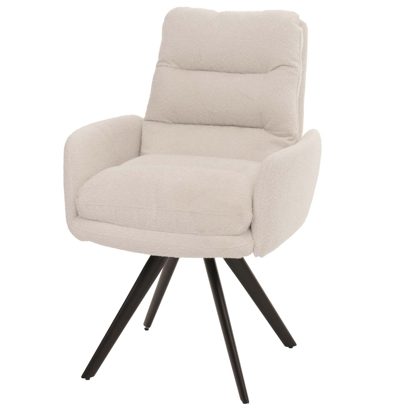 Cosmo Casa - Set van 6 Eetkamerstoelen - Draaibaar Auto-positie - Bouclé Stof - Crèmewit