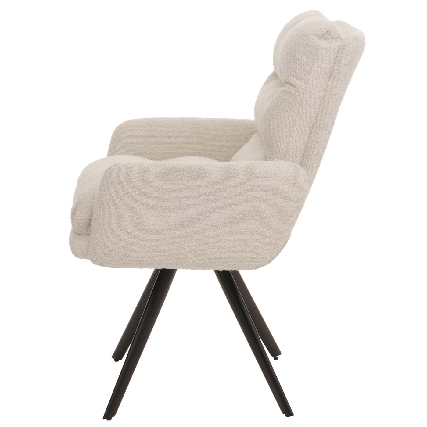 Cosmo Casa - Set van 6 Eetkamerstoelen - Draaibaar Auto-positie - Bouclé Stof - Crèmewit