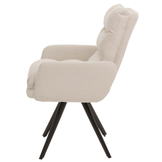Cosmo Casa - Set van 6 Eetkamerstoelen - Draaibaar Auto-positie - Bouclé Stof - Crèmewit