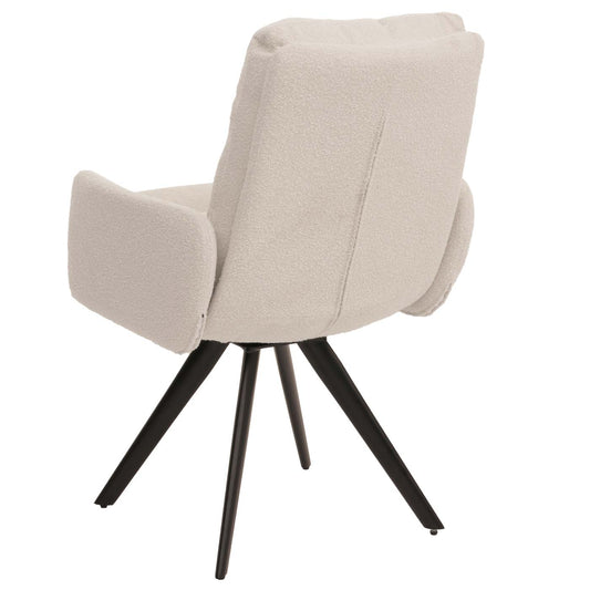 Cosmo Casa - Set van 6 Eetkamerstoelen - Draaibaar Auto-positie - Bouclé Stof - Crèmewit