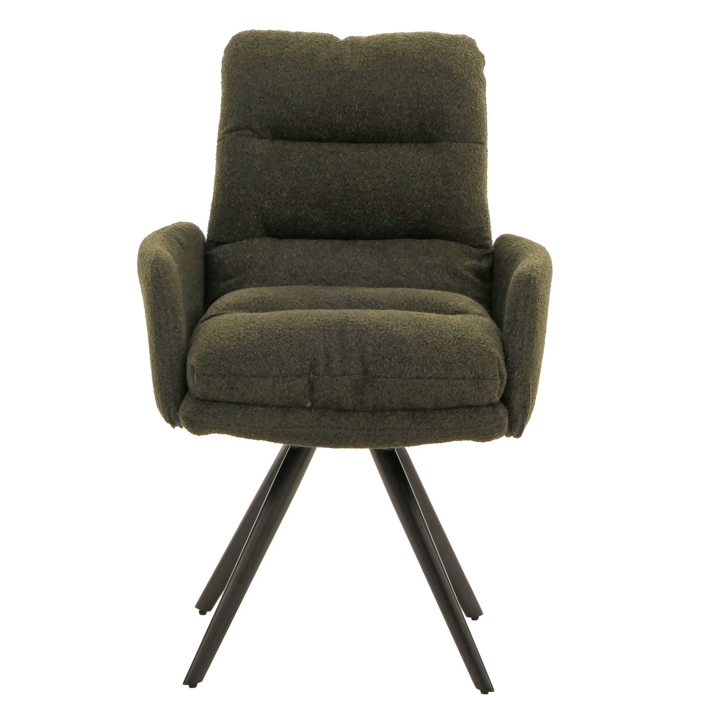 Cosmo Casa - Set van 6 Eetkamerstoelen - Draaibaar Auto-positie - Bouclé Stof - Groen