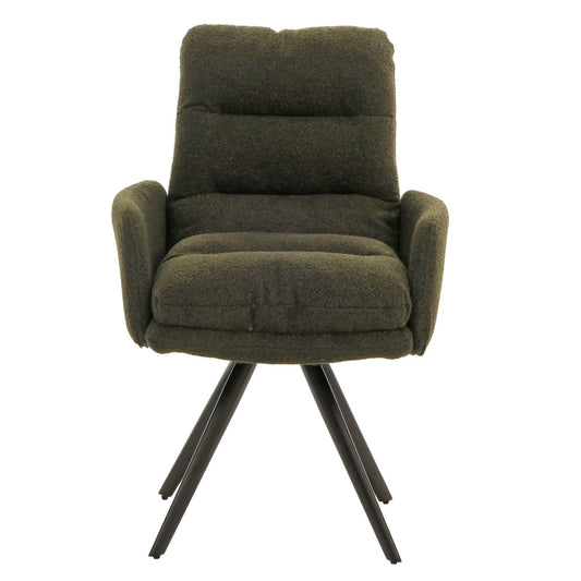 Cosmo Casa - Set van 6 Eetkamerstoelen - Draaibaar Auto-positie - Bouclé Stof - Groen