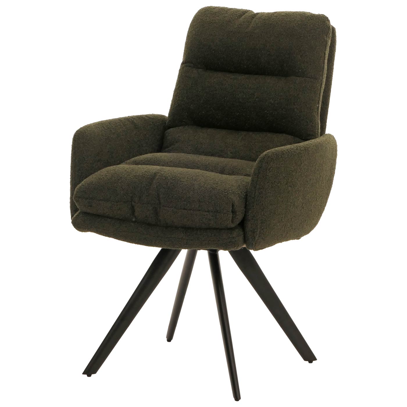 Cosmo Casa - Set van 6 Eetkamerstoelen - Draaibaar Auto-positie - Bouclé Stof - Groen