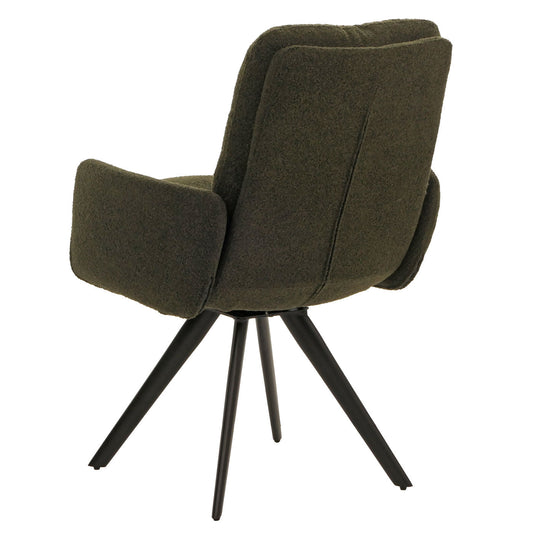 Cosmo Casa - Set van 6 Eetkamerstoelen - Draaibaar Auto-positie - Bouclé Stof - Groen