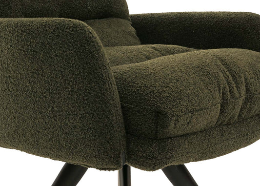 Cosmo Casa - Set van 6 Eetkamerstoelen - Draaibaar Auto-positie - Bouclé Stof - Groen