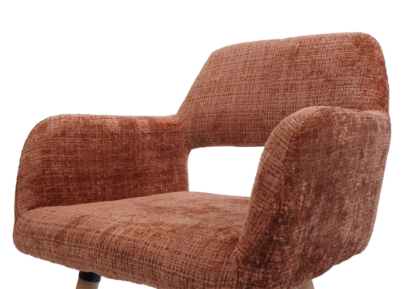 Cosmo Casa - Set van 6 Eetkamerstoelen - Keukenstoelen - Gestoffeerde Stoelen - Hout - Stoftextiel Chenille - 465gm - FSC - Terracotta