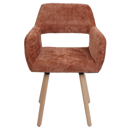 Cosmo Casa - Set van 6 Eetkamerstoelen - Keukenstoelen - Gestoffeerde Stoelen - Hout - Stoftextiel Chenille - 465gm - FSC - Terracotta