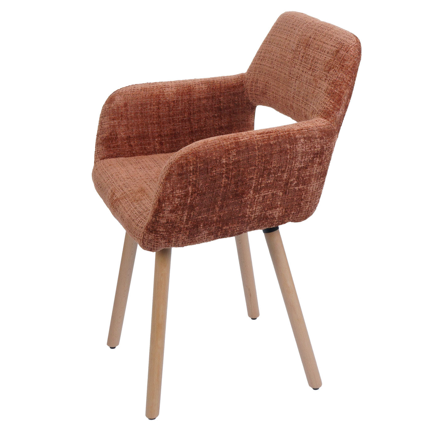 Cosmo Casa - Set van 6 Eetkamerstoelen - Keukenstoelen - Gestoffeerde Stoelen - Hout - Stoftextiel Chenille - 465gm - FSC - Terracotta