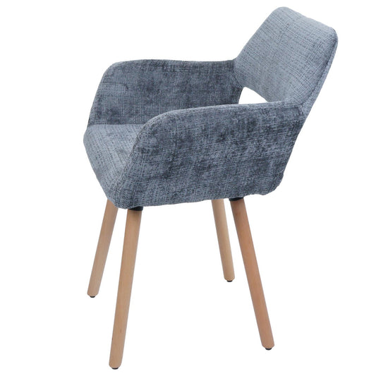 Cosmo Casa - Set van 6 Eetkamerstoelen - Keukenstoelen - Gestoffeerde Stoelen - Hout - Stoftextiel Chenille - 465gm - FSC - Donkergrijs