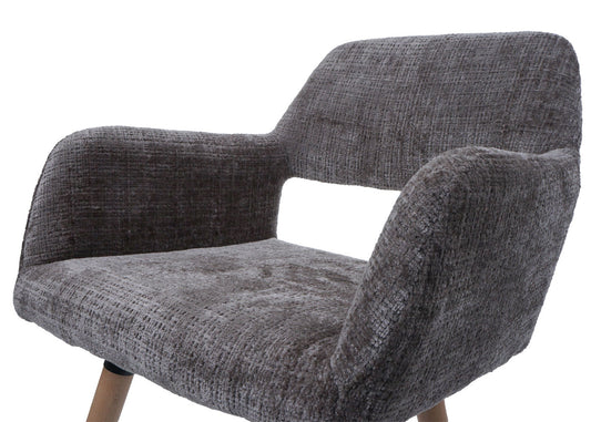 Cosmo Casa - Set van 6 Eetkamerstoelen - Keukenstoelen - Gestoffeerde Stoelen - Hout - Stoftextiel Chenille - 465gm - FSC - Bruin