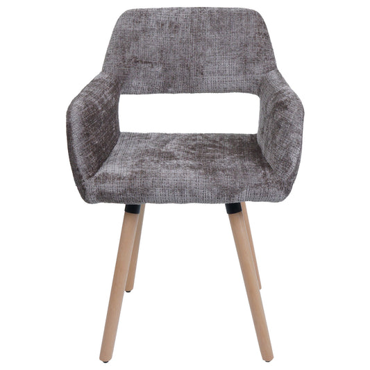 Cosmo Casa - Set van 6 Eetkamerstoelen - Keukenstoelen - Gestoffeerde Stoelen - Hout - Stoftextiel Chenille - 465gm - FSC - Bruin