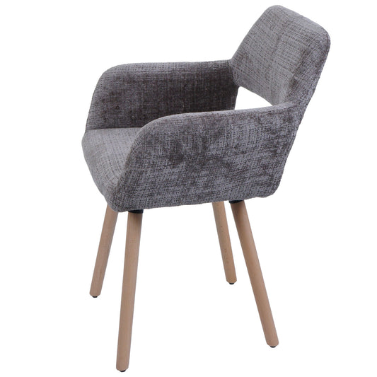 Cosmo Casa - Set van 6 Eetkamerstoelen - Keukenstoelen - Gestoffeerde Stoelen - Hout - Stoftextiel Chenille - 465gm - FSC - Bruin