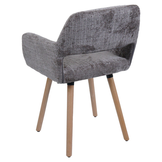 Cosmo Casa - Set van 6 Eetkamerstoelen - Keukenstoelen - Gestoffeerde Stoelen - Hout - Stoftextiel Chenille - 465gm - FSC - Bruin