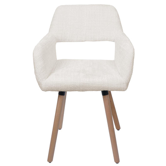Cosmo Casa - Set van 6 Eetkamerstoelen - Keukenstoel - Gestoffeerde Stoel - Hout - Stoftextiel Chenille - 465gm - FSC - Crème