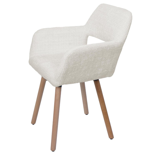 Cosmo Casa - Set van 6 Eetkamerstoelen - Keukenstoel - Gestoffeerde Stoel - Hout - Stoftextiel Chenille - 465gm - FSC - Crème