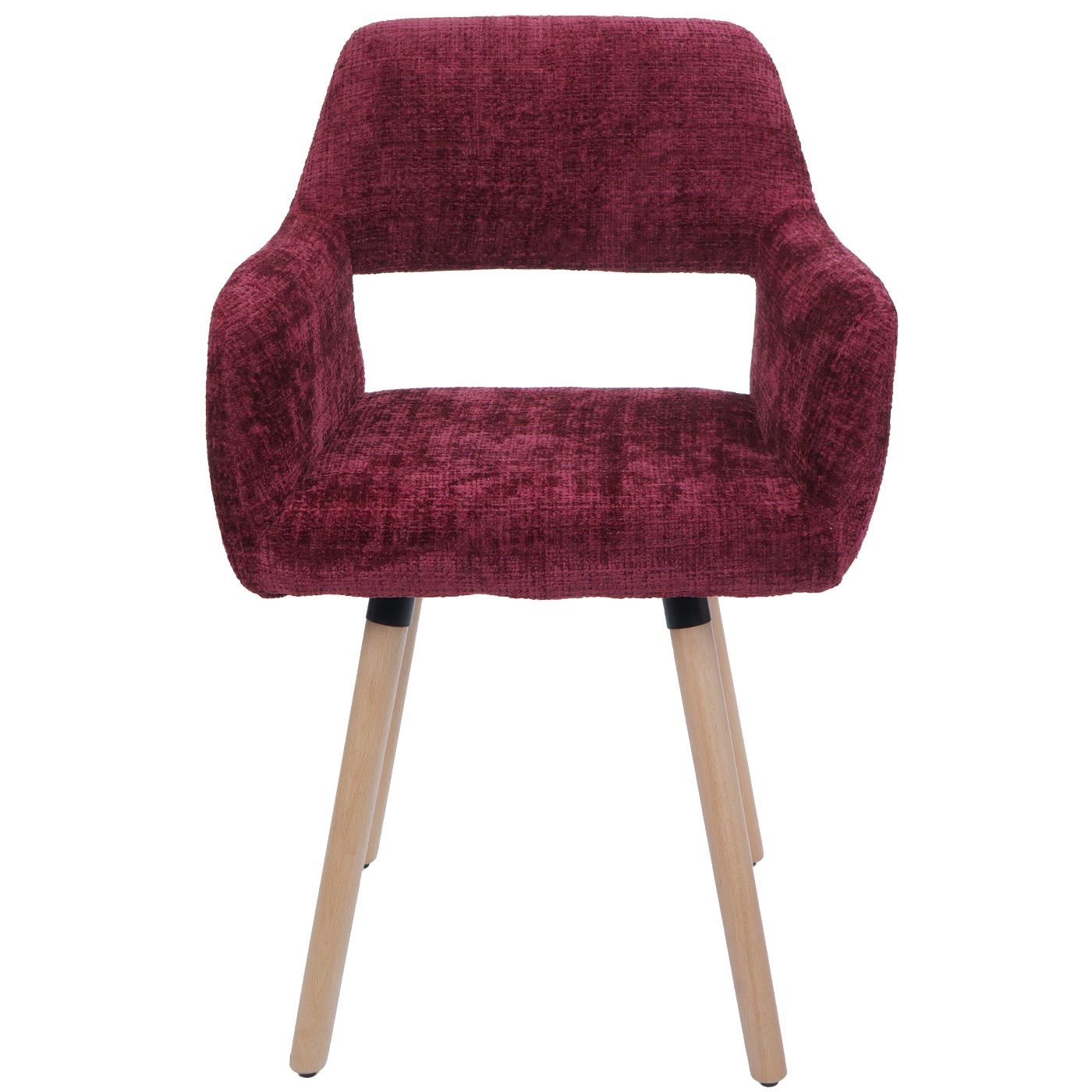 Cosmo Casa - Set van 6 Eetkamerstoelen - Keukenstoelen - Gestoffeerde Stoelen - Hout - Stoftextiel Chenille - 465gm - FSC - Bordeaux