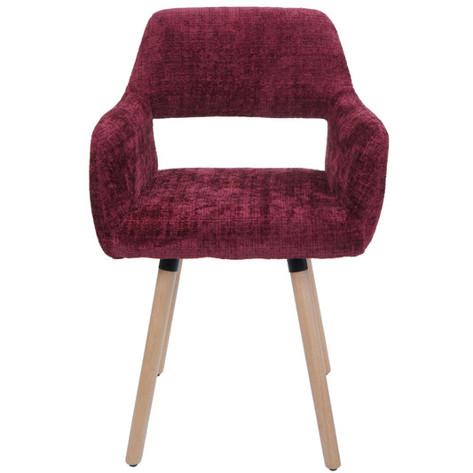 Cosmo Casa - Set van 6 Eetkamerstoelen - Keukenstoelen - Gestoffeerde Stoelen - Hout - Stoftextiel Chenille - 465gm - FSC - Bordeaux