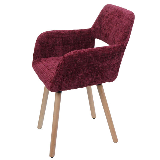 Cosmo Casa - Set van 6 Eetkamerstoelen - Keukenstoelen - Gestoffeerde Stoelen - Hout - Stoftextiel Chenille - 465gm - FSC - Bordeaux