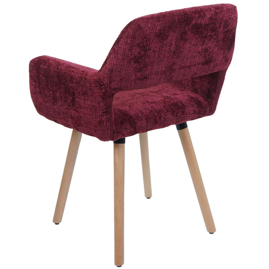 Cosmo Casa - Set van 6 Eetkamerstoelen - Keukenstoelen - Gestoffeerde Stoelen - Hout - Stoftextiel Chenille - 465gm - FSC - Bordeaux