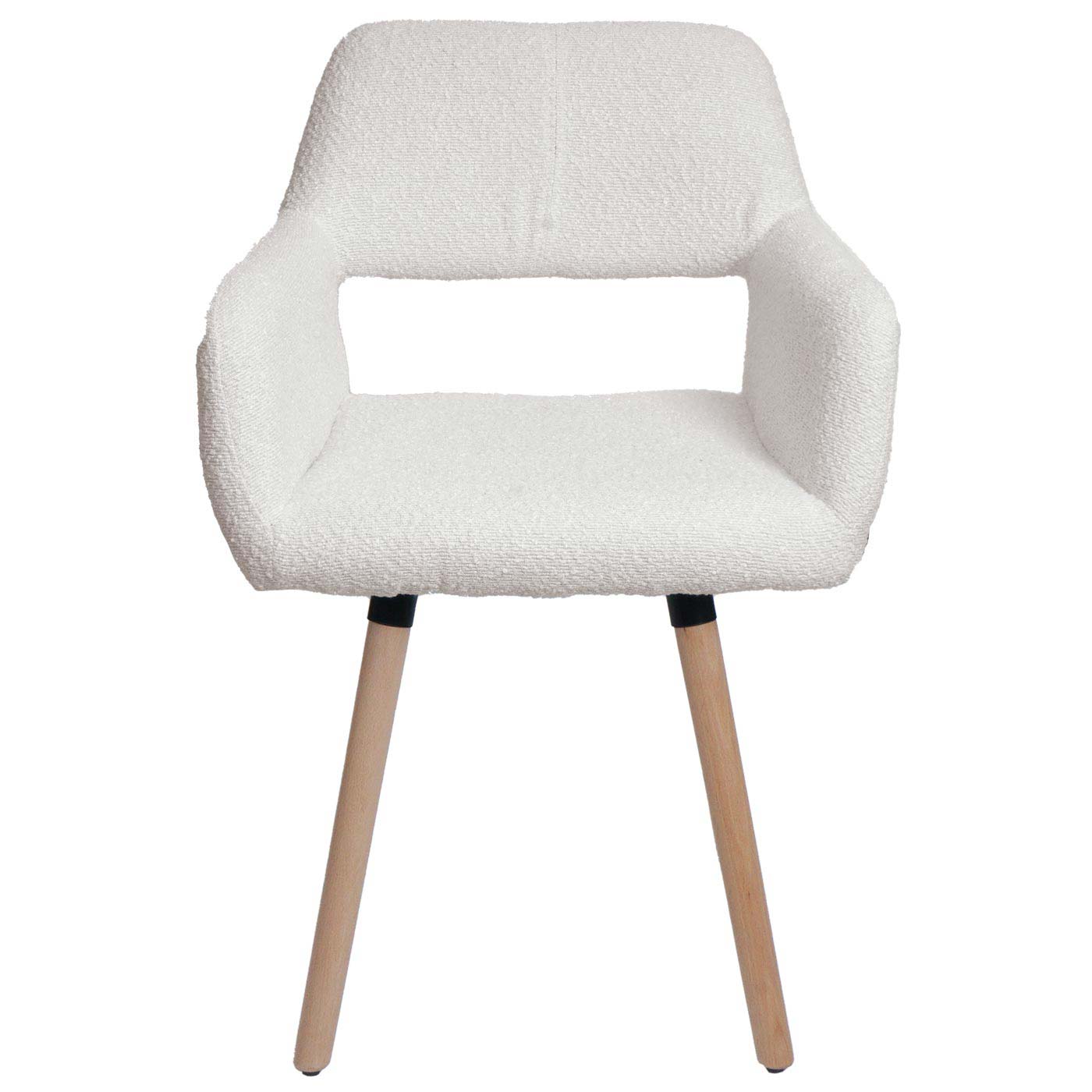 Cosmo Casa - Set van 6 Eetkamerstoelen - Keukenstoelen - Gestoffeerde Stoelen - Hout - Stoftextiel Bouclé - 450gm - FSC - Crème