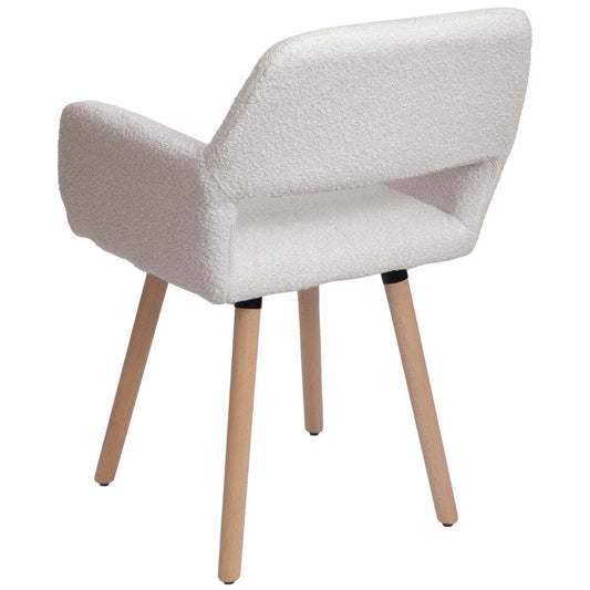 Cosmo Casa - Set van 6 Eetkamerstoelen - Keukenstoelen - Gestoffeerde Stoelen - Hout - Stoftextiel Bouclé - 450gm - FSC - Crème