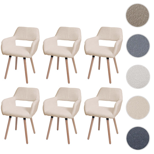 Cosmo Casa - Set van 6 Eetkamerstoelen - Keukenstoelen - Gestoffeerde Stoelen - Hout - Stoftextiel Bouclé - 450gm - FSC - Beige