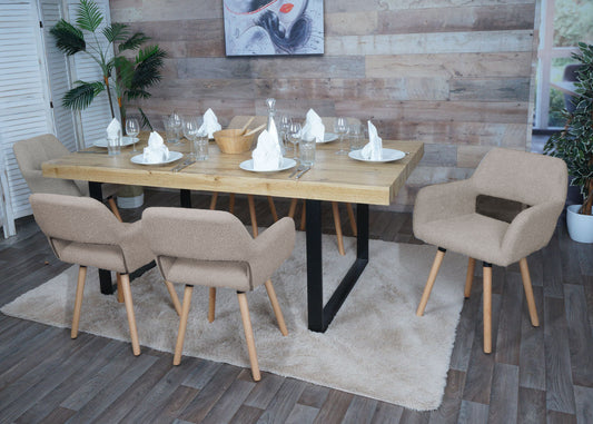 Cosmo Casa - Set van 6 Eetkamerstoelen - Keukenstoel - Gestoffeerde Stoel - Hout - Stoftextiel Bouclé - 450gm - FSC - Taupe