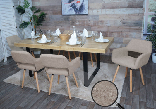 Cosmo Casa - Set van 6 Eetkamerstoelen - Keukenstoel - Gestoffeerde Stoel - Hout - Stoftextiel Bouclé - 450gm - FSC - Taupe