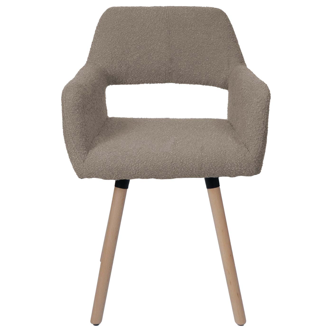 Cosmo Casa - Set van 6 Eetkamerstoelen - Keukenstoel - Gestoffeerde Stoel - Hout - Stoftextiel Bouclé - 450gm - FSC - Taupe