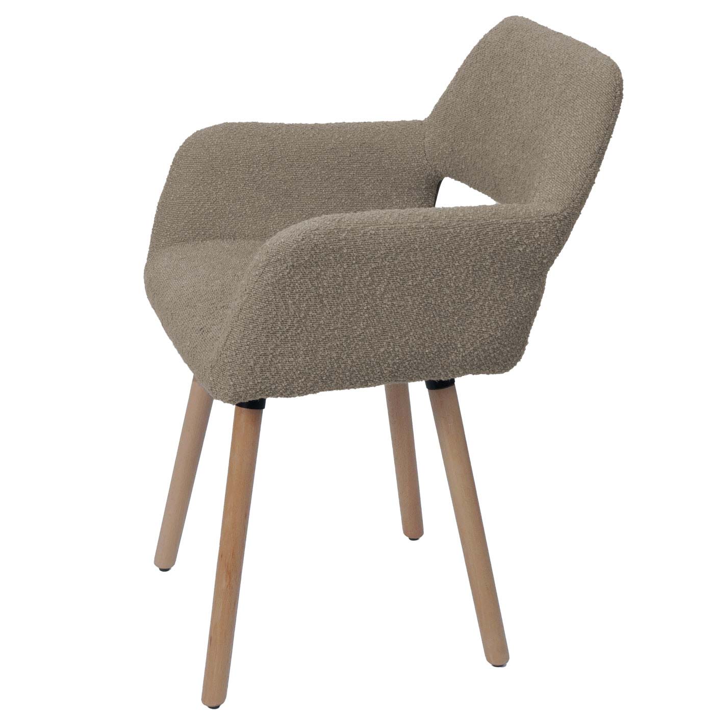 Cosmo Casa - Set van 6 Eetkamerstoelen - Keukenstoel - Gestoffeerde Stoel - Hout - Stoftextiel Bouclé - 450gm - FSC - Taupe