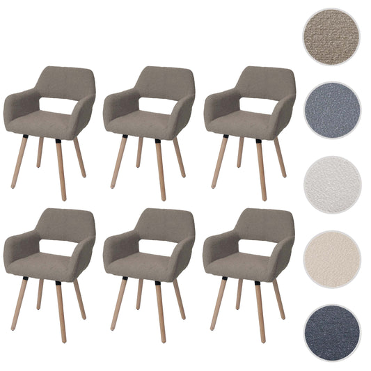 Cosmo Casa - Set van 6 Eetkamerstoelen - Keukenstoel - Gestoffeerde Stoel - Hout - Stoftextiel Bouclé - 450gm - FSC - Taupe