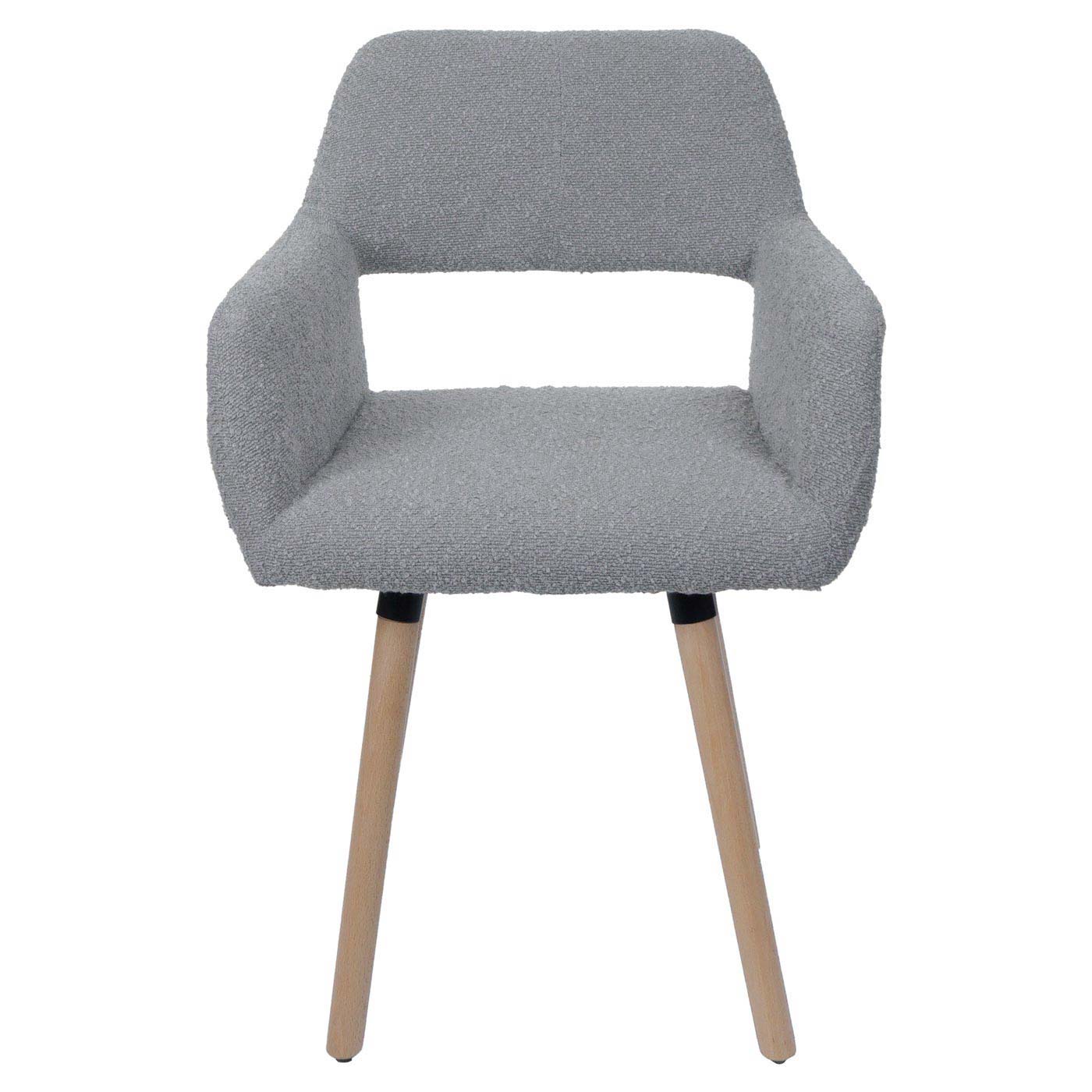 Cosmo Casa - Set van 6 Eetkamerstoelen - Keukenstoel - Gestoffeerde Stoel - Hout - Stoftextiel Bouclé - 450gm - FSC - Grijs